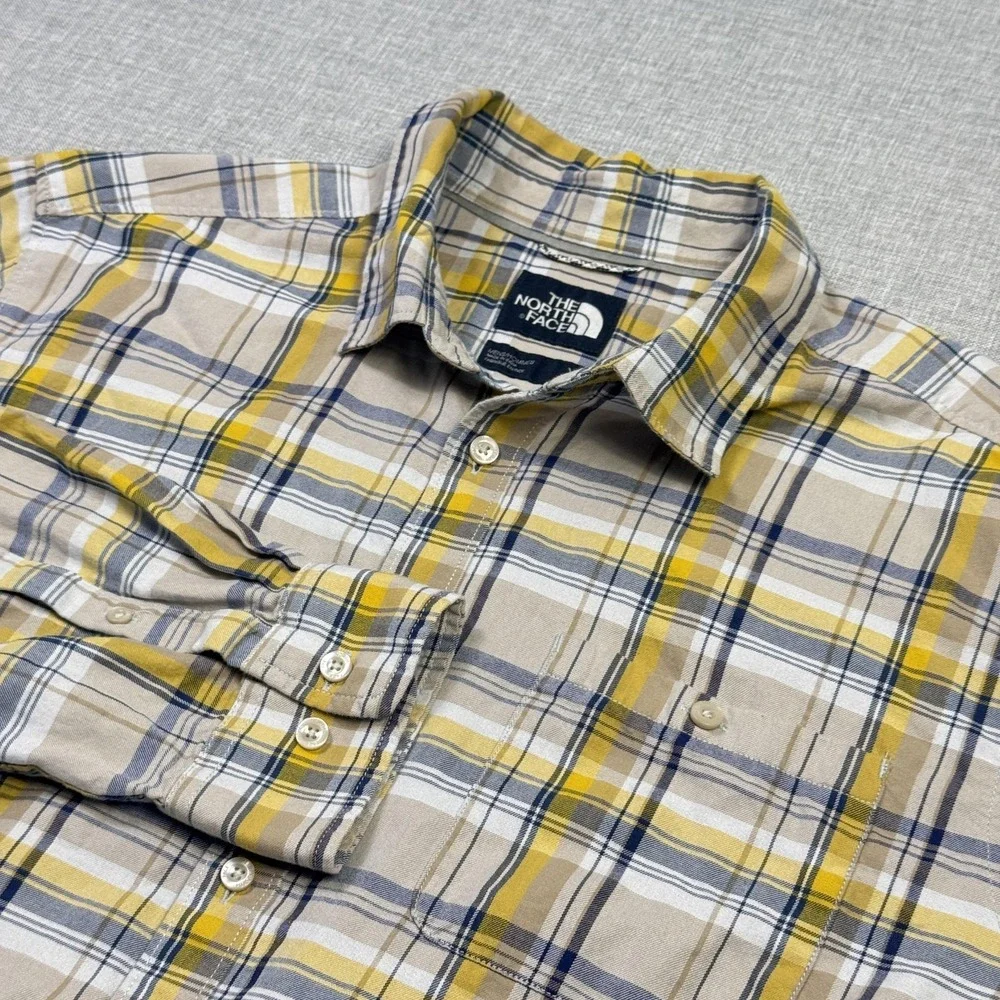 The North‎ Face Flannel Button-Up Shirt Mens XL Multicolor Plaid Cotton Blend